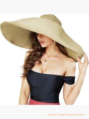 Oversized Beach Straw Hat Handmade Roll Up Floppy Sun Hat